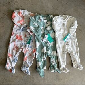 Set of 3 NEW Sleep n’ Play 1-piece Footed Pajamas